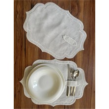 Nurhan Home Collection 2 Adet Çift Sıra Nakışlı Kaşıklıklı Amerikan Servis Supla