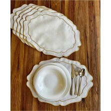Nurhan Home Collection 6 Adet Inci Tanesi Nakışlı Gold Amerikan Servis Supla