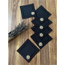 Nurhan Home Collection 6 Adet Taş Detaylı Kare Kahve Yanı, Kokteyl, Sunum Peçetesi