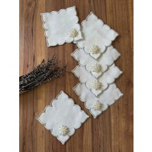 Nurhan Home Collection 6 Adet Gümüş Incili Kokteyl Sunum Peçetesi