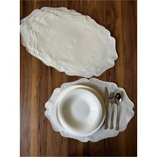 Nurhan Home Collection 6 Adet Inci Tanesi Nakışlı Ekru Amerikan Servis Supla