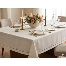 Nurhan Home Collection Kolberli Keten Kumaş Masa Örtüsü 12 Kişilik