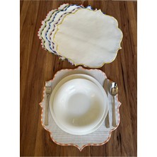 Nurhan Home Collection 6 Adet Etamin Işlemeye Uygun Ebruli Renkli Nakışlı Amerikan Servis Supla