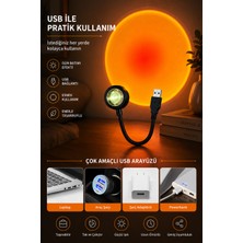 Dihamer USB Sunset Projektör Lambası Gün Batımı Efektli Ambiyans Gece Işığı