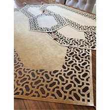 Nurhan Home Collection Trendy Modeli Gold Renk Altı Siyah Tüllü Salon Takımı Ruunner Örtü 4 Parça