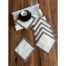 Nurhan Home Collection 6 Adet Mackenzie Desenli Bronz Nakışlı Kokteyl Sunum Peçetesi