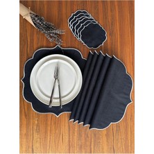 Nurhan Home Collection Gümüş Nakışlı 12 Parça Set Amerikan Servis ve Kokteyl Sunum Peçetesi