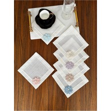 Nurhan Home Collection 6 Adet Pikolu Çiçekli Kare Kokteyl Sunum Peçetesi
