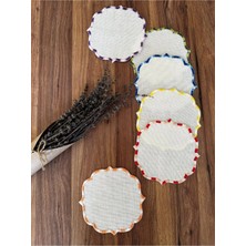 Nurhan Home Collection 6 Adet Ebruli Nakışlı Etamin Işleme Için Uygun Renkli Kokteyl Sunum Peçetesi