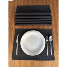 Nurhan Home Collection 6 Adet Premium Keten Siyah Amerikan Servisi 35 x 45 cm