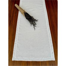 Nurhan Home Collection Çift Sıra Ekru Nakışlı Keten Runner