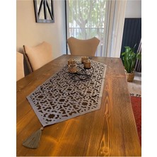 Nurhan Home Collection Yeni Selçuklu Modeli Füme Renk Siyah Tüllü Masa Runner