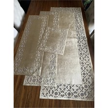 Nurhan Home Collection Dikdörtgen Selçuklu Modeli Gold Renk Salon Takımı 4 Parça