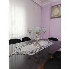 Nurhan Home Collection Selçuklu Modeli Gümüş Renk Siyah Tüllü Masa Runner