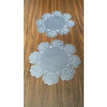 Nurhan Home Collection 2 Adet Gül Modeli Zigon Sehpa Runner