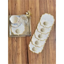Nurhan Home Collection 6 Adet Gold Incili Gold Nakışlı Kahve Yanı Kokteyl Sunum Peçetesi