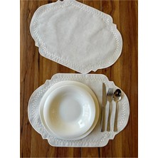 Nurhan Home Collection 2 Adet Dama Desenli Ekru Amerikan Servis Supla