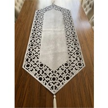 Nurhan Home Collection Selçuklu Modeli Ekru Renk Altı Siyah Tüllü Masa Runner