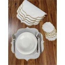 Nurhan Home Collection Gold Nakışlı 12 Parça Set Amerikan Servis ve Kokteyl Sunum Peçetesi