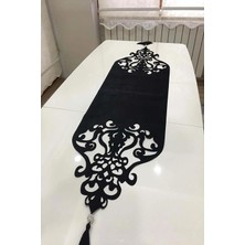 Nurhan Home Collection Taç Modeli Siyah Renk Taşlı Masa Runner