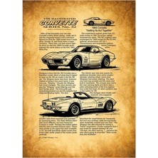 Universal 1969 Chevrolet Corvette, Stingray Spor Araba, Corvette Art, Car Tablo Ahşap Poster Dekoratif