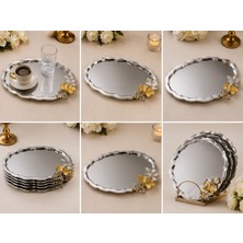 SS Trend Store Aynalı Oval Tepsi 6’lı Set Kelebekli / Kelebeksiz Sunum Tepsisi