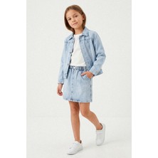 Kinderos Taş Işlemeli Kız Çocuk 3\'lü Kot Takım - 26Y 1518