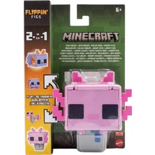 Minecraft Flippin Figs 2 Si 1 Arada Pink Axolotl ve Blue Axolotl Aksiyon Figürü