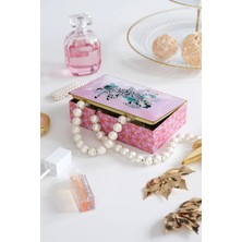 DAKS Premium Zebra Desenli Pembe Dekoratif Organizer Kutu – Takı, Makyaj, Dikiş ve Aksesuar Saklama Kutusu (160X102X50 Mm)