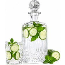 Aşkana Elysia Model Kapaklı Premium Şık Cam Karaf Sürahi,şişe 1200 ml Kapaklı, 10,5X28 cm