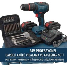 Haktaş 24V Profesyonel Darbeli Akülü Vidalama Seti > 2 Adet Batarya | Bosh Evrensel Batarya Yuvası  Güçlü Darbe Mekanizması Bataryaları Bocsh Matkaplara Uyumludur Yeni Ürün
