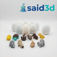 Said3D Sürpriz Orman Hayvanları 3D Baskılı Kırılabilir Yumurta Seti - 10 x Figürlü Yumurta 🥚🦊🐘