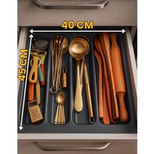 Empressco Almital Mobilya Aksesuarları Furniture Accessories 40X45 Antrasit Çekmece Içi Kepçelik 4 Gözlü Ürünü 40*40 cm