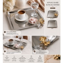 SS Trend Store Aynalı Kare Sunum Tepsisi 6’lı Set Kelebekli / Kelebeksiz Dekoratif Tepsi