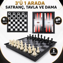 Elifeshop Yüksek Kalite Manyetik Satranç/dama/tavla 3’ü 1 Arada Katlanabilir Eğitici Zeka Oyunu Seti 32 cm