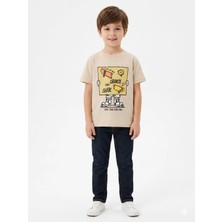 Queen Kids 7743 Erkek Çocuk Tişört Bej