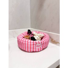 Empressco Girlsybags Pembe Çizgili Küçükorganizer Sepet Dolap Içi Düzenleyici Makyaj Çantası Kumaş Organizer Çanta - Fiyatı, Yorumları