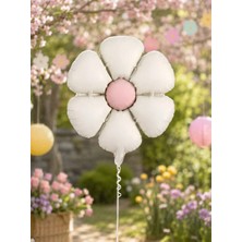 Parti Adresi Retro Beyaz Papatya Folyo Balon Doğum Günü Parti Balonu 60 cm