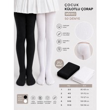 Qulat Çocuk Külotlu Çorap Mikro 50 Denye Siyah & Beyaz 2’li Paket Bella Calzze