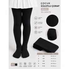Qulat Çocuk Külotlu Çorap Mikro 50 Denye Siyah & Beyaz 2’li Paket Bella Calzze