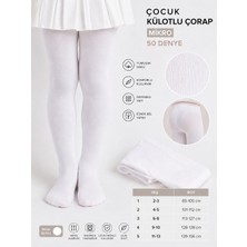 Qulat Çocuk Külotlu Çorap Mikro 50 Denye Siyah & Beyaz 2’li Paket Bella Calzze