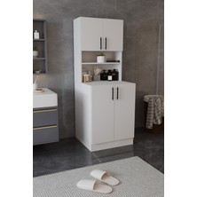 Empressco Dekor Fim DF03101B Çamaşır Makinesi Dolabı Üstü Çok Amaçlı 4 Kapaklı 4 Raflı Banyo Dolabı Depolama Alanı Beyaz - Fiyatı, Yorumları