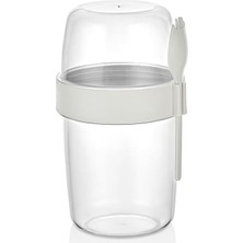 Ersat Home 1 Adet Diyet & Kahvaltı Için Çatal & Kaşıklı Kapaklı Yoğurt Müsli Salata Meyve Saklama Kabı - 800 ml