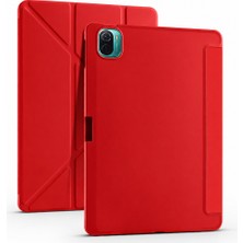 Maks Technology Mi Pad 5 Kılıf Mkst Tri Folding Kalem Bölmeli Standlı Kılıf - Kırmızı