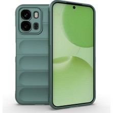 Maks Technology Oppo A6X Uyumlu Kılıf Esnek Tpu Oyuklu Arka Yüzey Tasarımlı Mkst Etnik Silikon Kapak - Koyu Yeşil