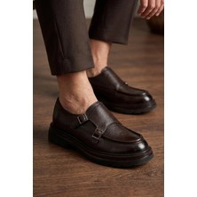 Ayakkabı Fuarı Elit TNZYB1126-2C Erkek Hakiki Deri Casual Ayakkabı Kahverengi