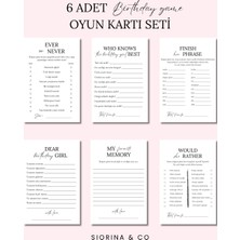 Siorina Events Doğum Günü Oyunları Birthday Party Game Doğum Günü Kızını En Iyi Kim Tanıyor? Doğum Günü Dilek Kartları 6 Adet Set