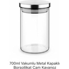 Skygo 1 Adet 700ML Vakumlu Metal Kapaklı Borosilikat Cam Kavanoz (8.5CM*15CM)