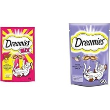 Dreamies Seti | Kuru Sığırlı ve Peynirli, 60 G X2 + Kedi Ördekli Ödül Maması 60 gr X2
