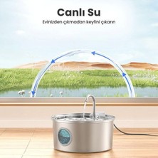Electron 3.2 L Paslanmaz Çelik Otomatik Su Pınarı – Sessiz Pompa, Sürekli Su Sirkülasyonu, Kedi ve Köpekler Için Taze Su